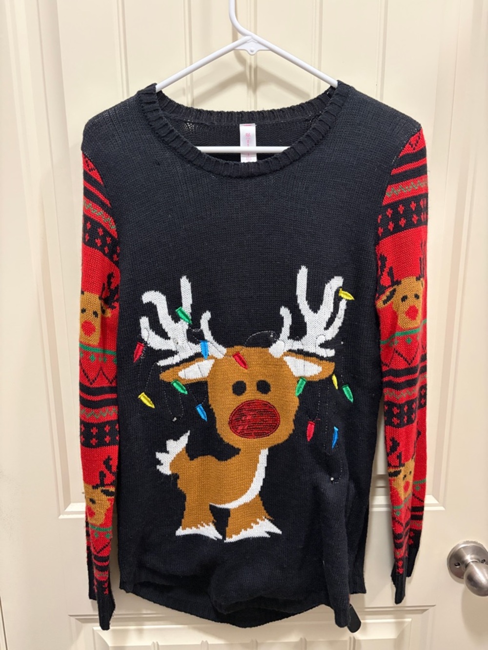 No Boundaries Black Red Reindeer Christmas Sweater